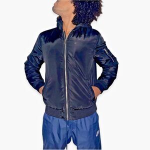 Forever 21 Vintage Nylon Bomber Jacket Satin Flight Shiny Silky Glanz Med